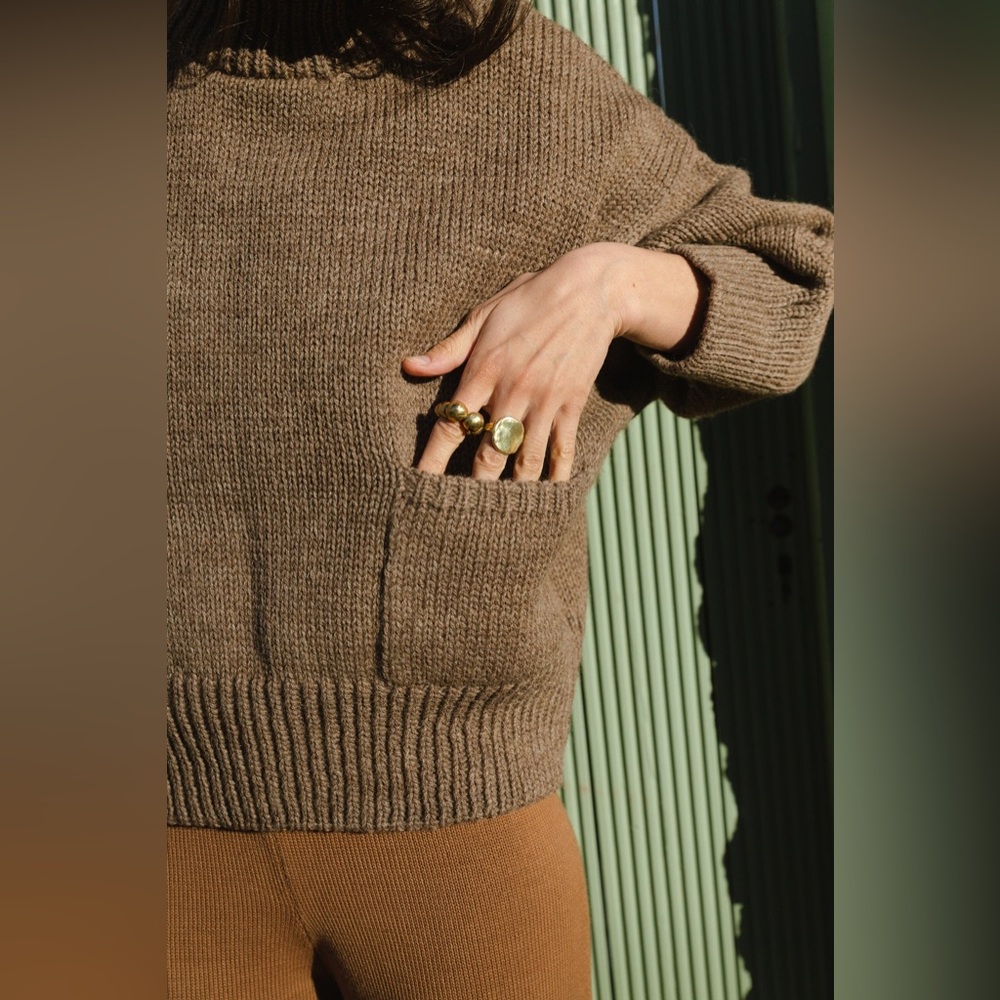 Jaggery London Rosa Sweater Highland Wool Walnut Brown Size 2 - Picture 4 of 7